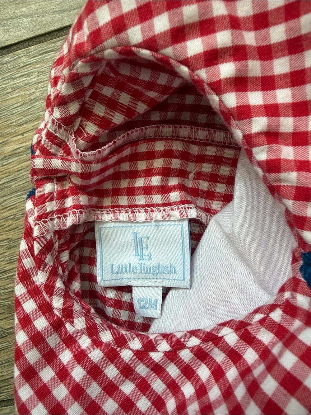Little English Red Gingham Top with Navy Shorts